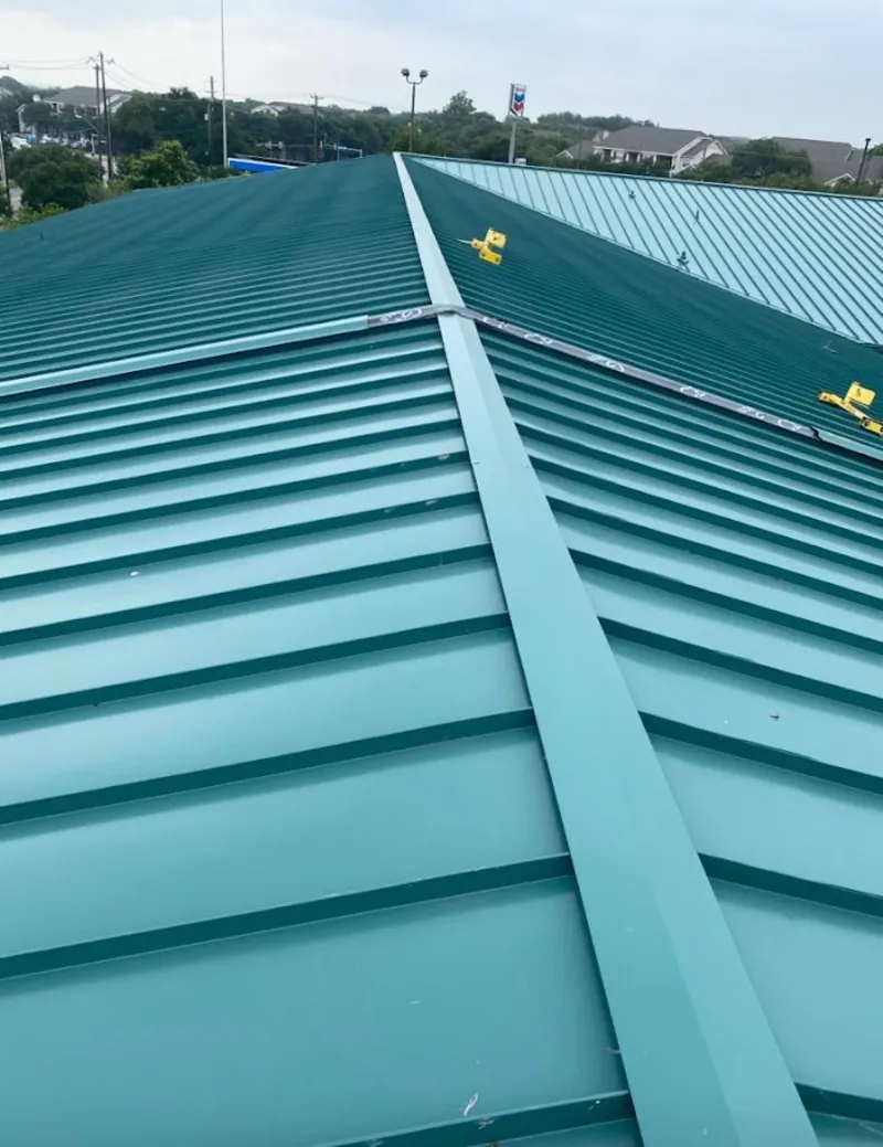 Green commercial metal roof ridge and valley for Metal Roof Repair in North Codorus